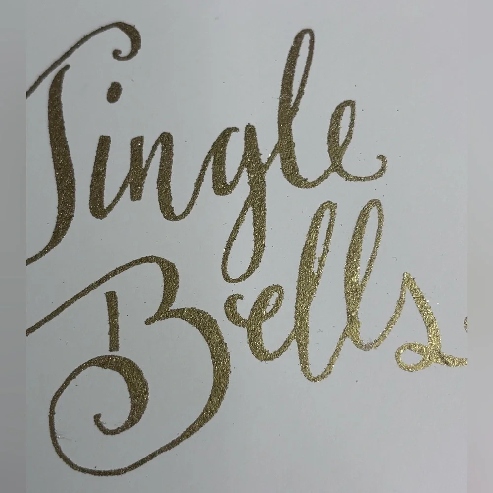 Kirklands Home White/Red Check Jingle Bells Decorative Block